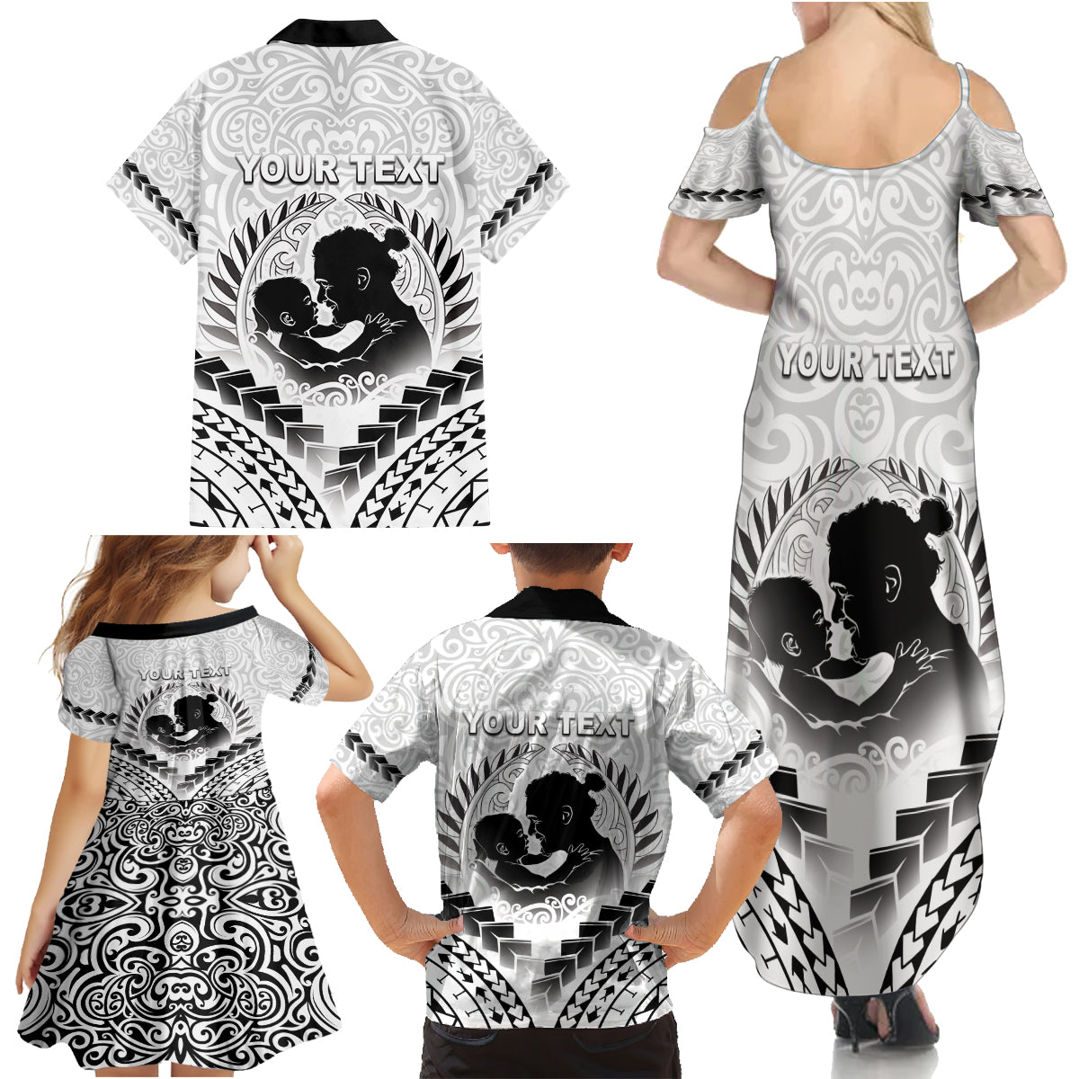 Personalised New Zealand Happy Father's Day Family Matching Summer Maxi Dress and Hawaiian Shirt Aroha Ahau Ki A Koe Papa Polynesian Tribal
