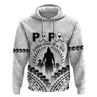 Personalised New Zealand Happy Father's Day Hoodie Aroha Ahau Ki A Koe Papa Polynesian Tribal LT05 Pullover Hoodie White - Polynesian Pride