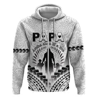 Personalised New Zealand Happy Father's Day Hoodie Aroha Ahau Ki A Koe Papa Polynesian Tribal LT05 Zip Hoodie White - Polynesian Pride