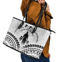New Zealand Happy Father's Day Leather Tote Bag Aroha Ahau Ki A Koe Papa Polynesian Tribal LT05 - Polynesian Pride