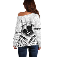 Personalised New Zealand Happy Father's Day Off Shoulder Sweater Aroha Ahau Ki A Koe Papa Polynesian Tribal LT05 - Polynesian Pride