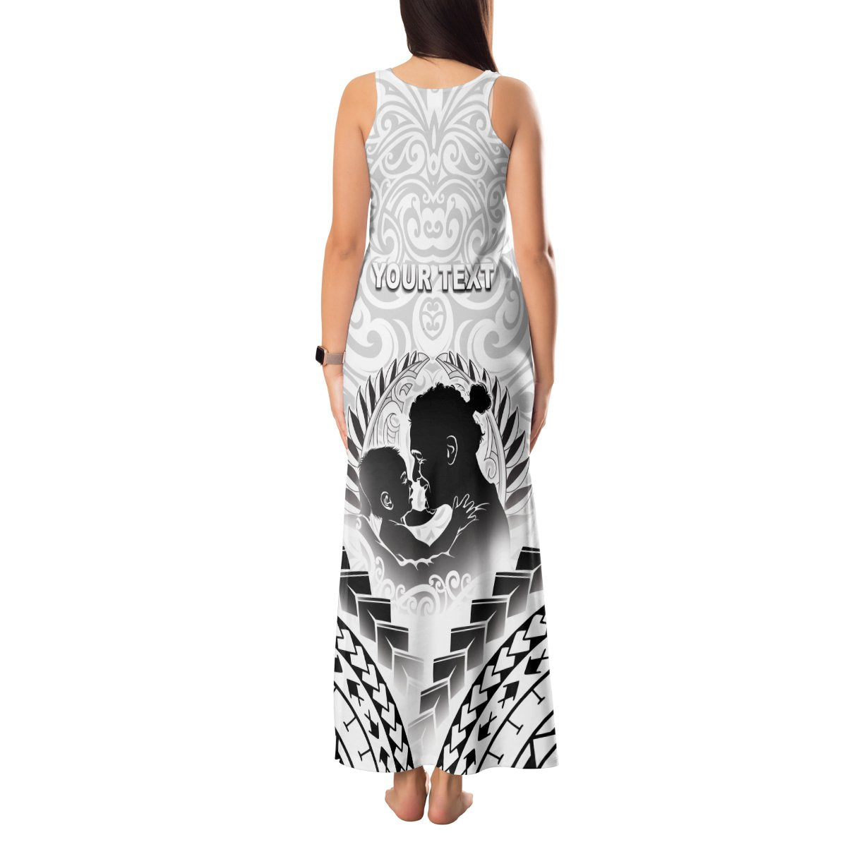 Personalised New Zealand Happy Father's Day Tank Maxi Dress Aroha Ahau Ki A Koe Papa Polynesian Tribal LT05 - Polynesian Pride