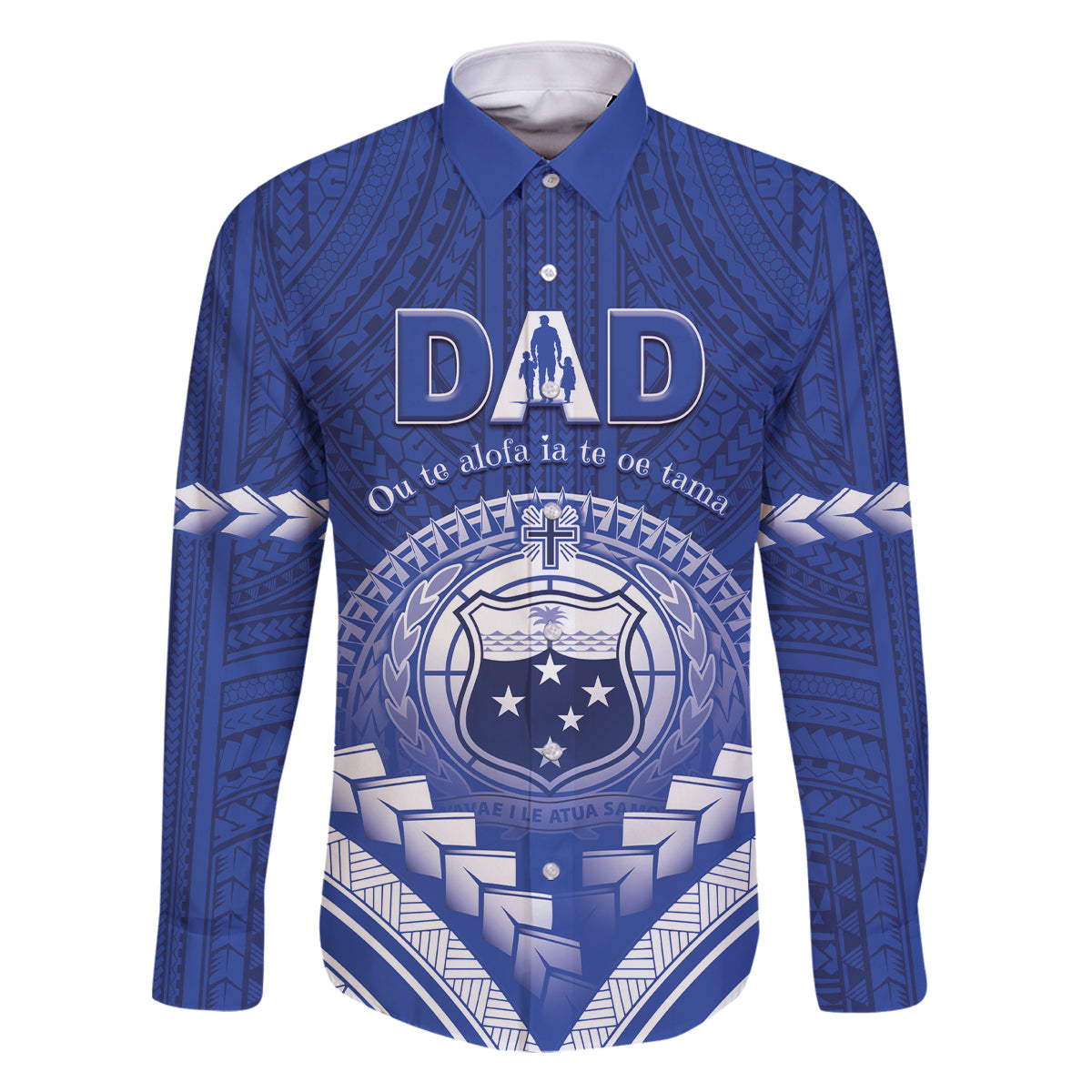 Personalised Samoa Happy Father's Day Family Matching Long Sleeve Bodycon Dress and Hawaiian Shirt Ou Te Alofa Ia Te Oe Tama Dad Polynesian Tribal
