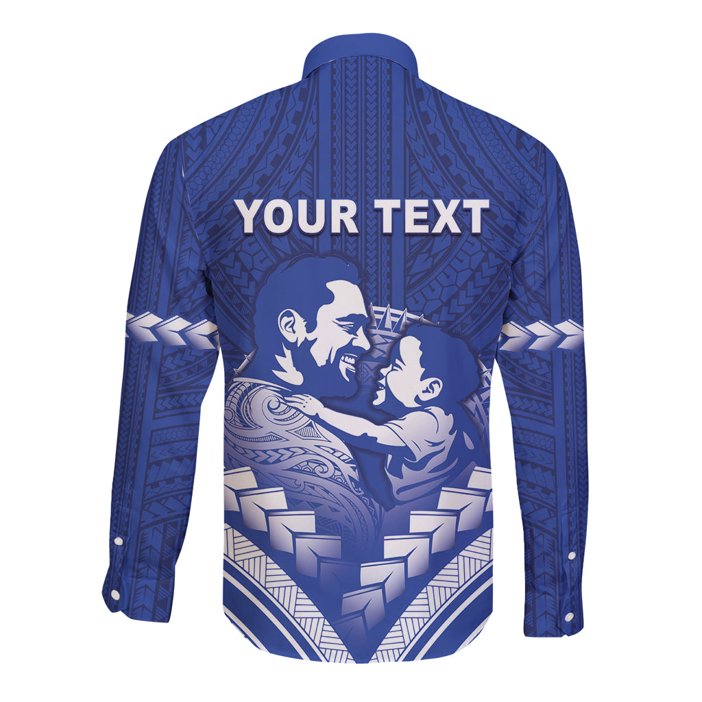 Personalised Samoa Happy Father's Day Long Sleeve Button Shirt Ou Te Alofa Ia Te Oe Tama Dad Polynesian Tribal