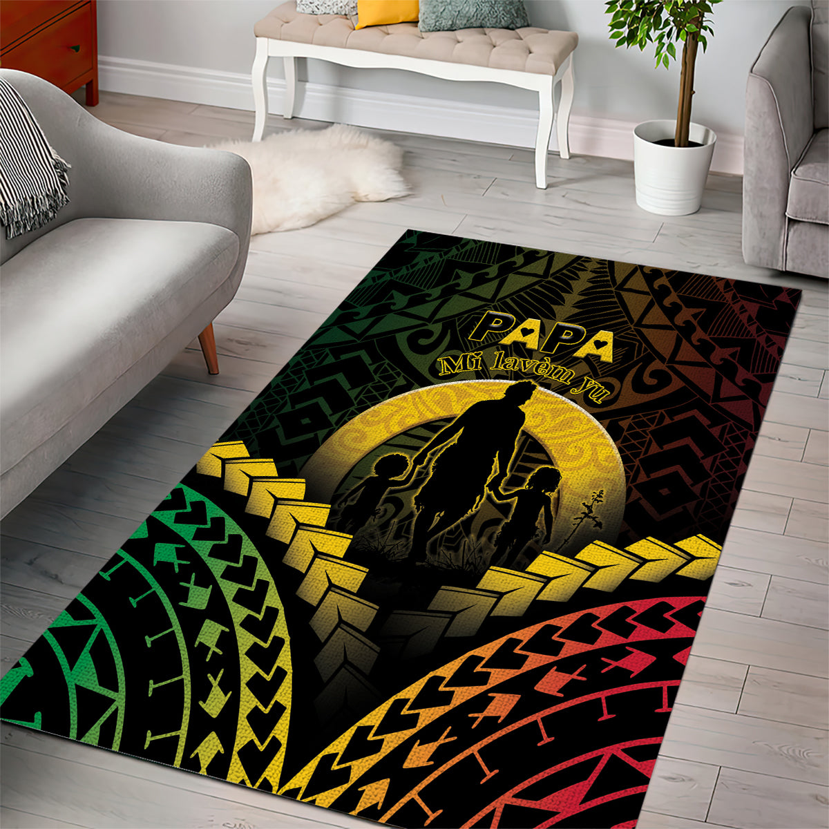 Vanuatu Happy Father's Day Area Rug Mi Lavem Yu Papa Polynesian Tribal