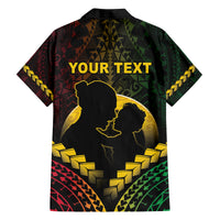 Personalised Vanuatu Happy Father's Day Family Matching Off Shoulder Short Dress and Hawaiian Shirt Mi Lavem Yu Papa Polynesian Tribal