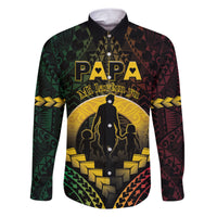 Personalised Vanuatu Happy Father's Day Family Matching Short Sleeve Bodycon Dress and Hawaiian Shirt Mi Lavem Yu Papa Polynesian Tribal LT05 Dad's Shirt - Long Sleeve Reggae - Polynesian Pride