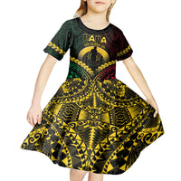 Personalised Vanuatu Happy Father's Day Kid Short Sleeve Dress Mi Lavem Yu Papa Polynesian Tribal