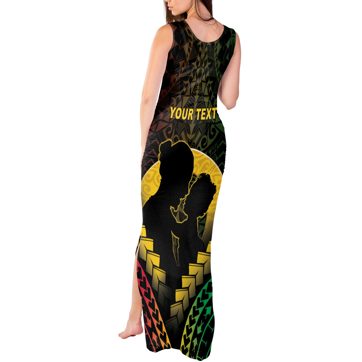 Personalised Vanuatu Happy Father's Day Tank Maxi Dress Mi Lavem Yu Papa Polynesian Tribal
