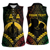 Personalised Vanuatu Happy Father's Day Women Sleeveless Polo Shirt Mi Lavem Yu Papa Polynesian Tribal