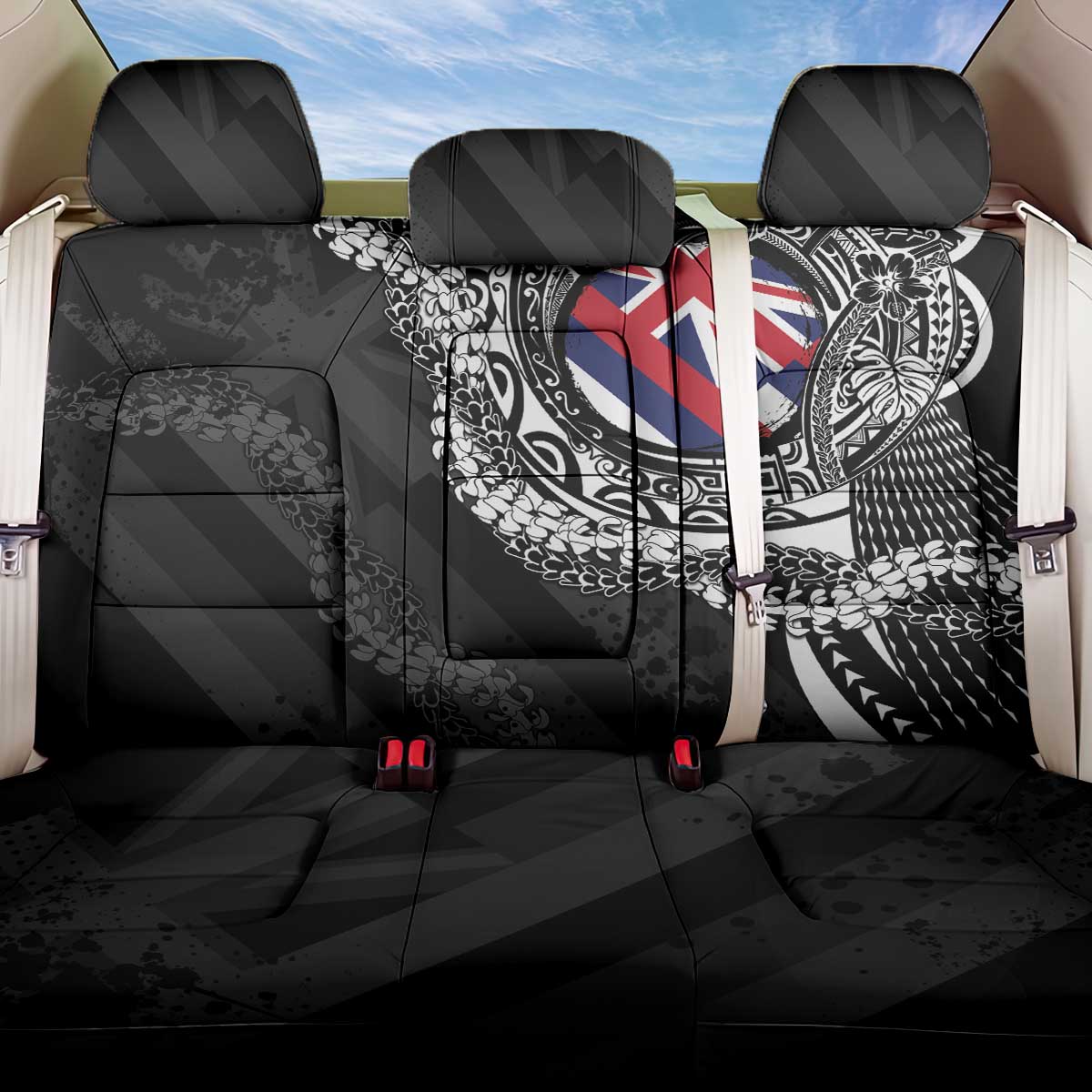 Hawaii Flag Day Back Car Seat Cover Hawaiian Maile Lei