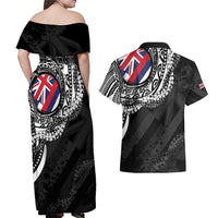 Hawaii Flag Day Couples Matching Off Shoulder Maxi Dress and Hawaiian Shirt Hawaiian Maile Lei LT05 - Polynesian Pride