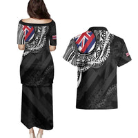Hawaii Flag Day Couples Matching Puletasi and Hawaiian Shirt Hawaiian Maile Lei