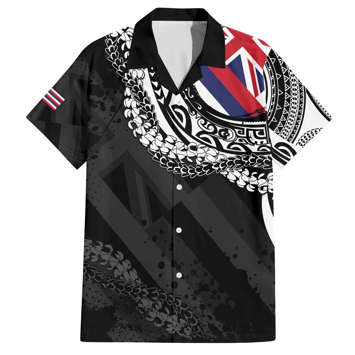 Hawaii Flag Day Family Matching Off The Shoulder Long Sleeve Dress and Hawaiian Shirt Hawaiian Maile Lei