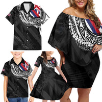 Hawaii Flag Day Family Matching Off Shoulder Short Dress and Hawaiian Shirt Hawaiian Maile Lei LT05 - Polynesian Pride
