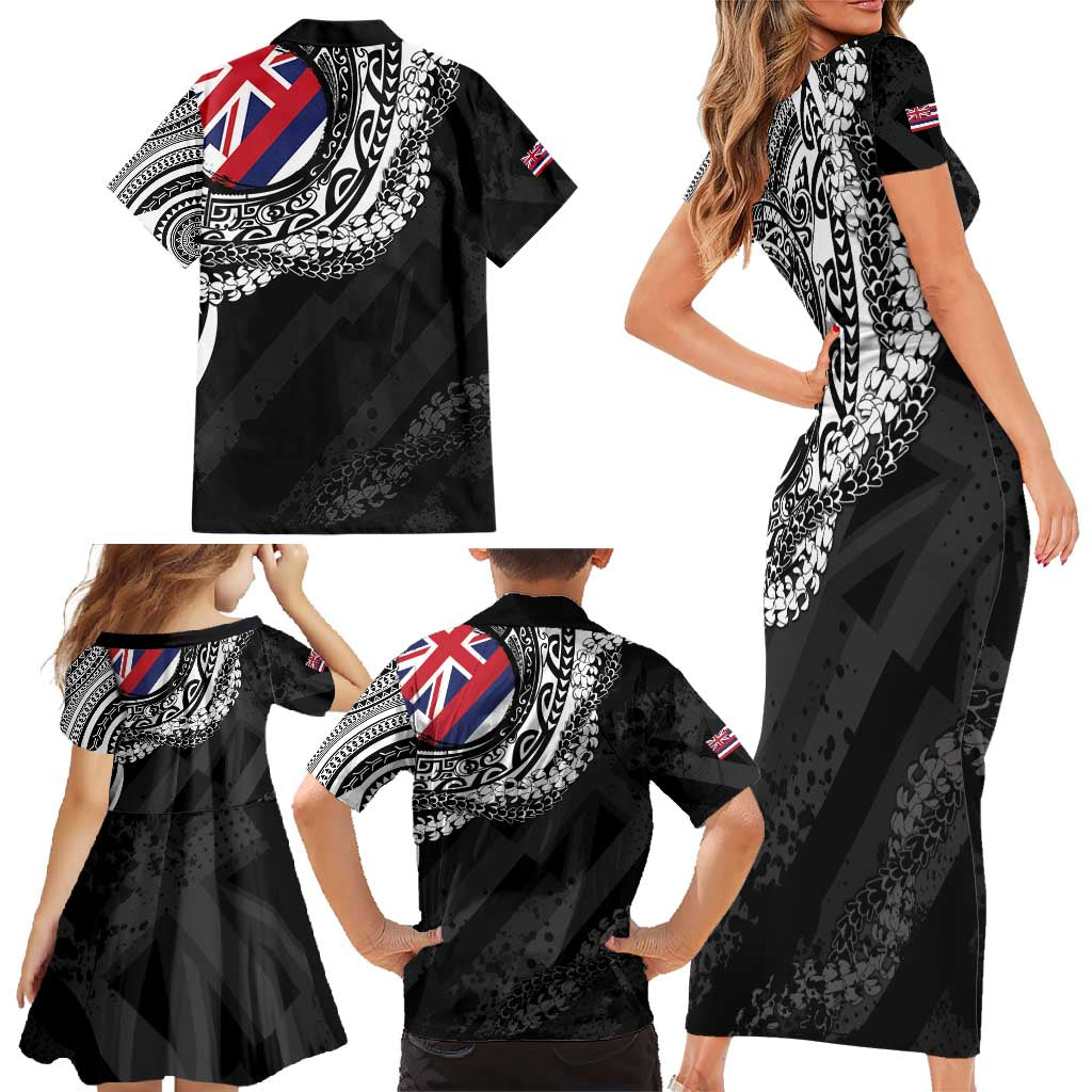 Hawaii Flag Day Family Matching Short Sleeve Bodycon Dress and Hawaiian Shirt Hawaiian Maile Lei LT05 - Polynesian Pride