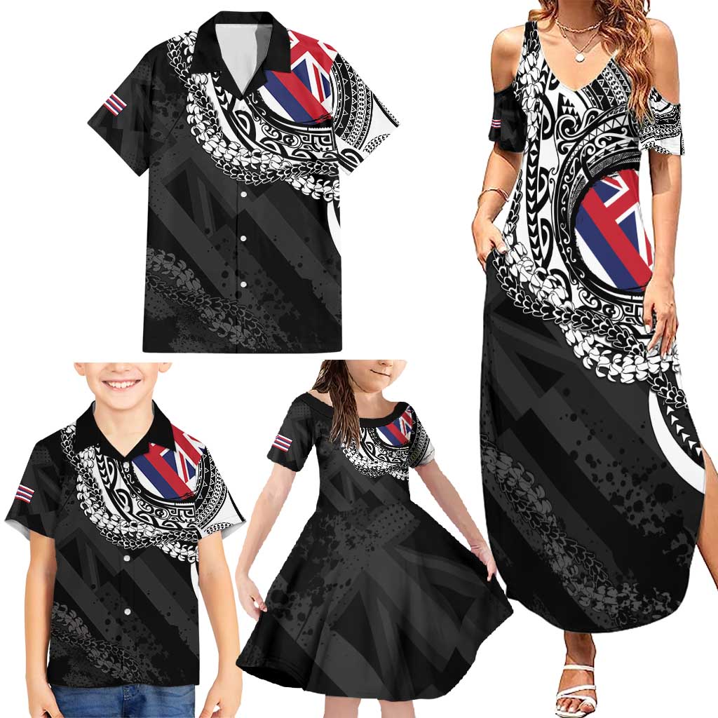 Hawaii Flag Day Family Matching Summer Maxi Dress and Hawaiian Shirt Hawaiian Maile Lei LT05 - Polynesian Pride