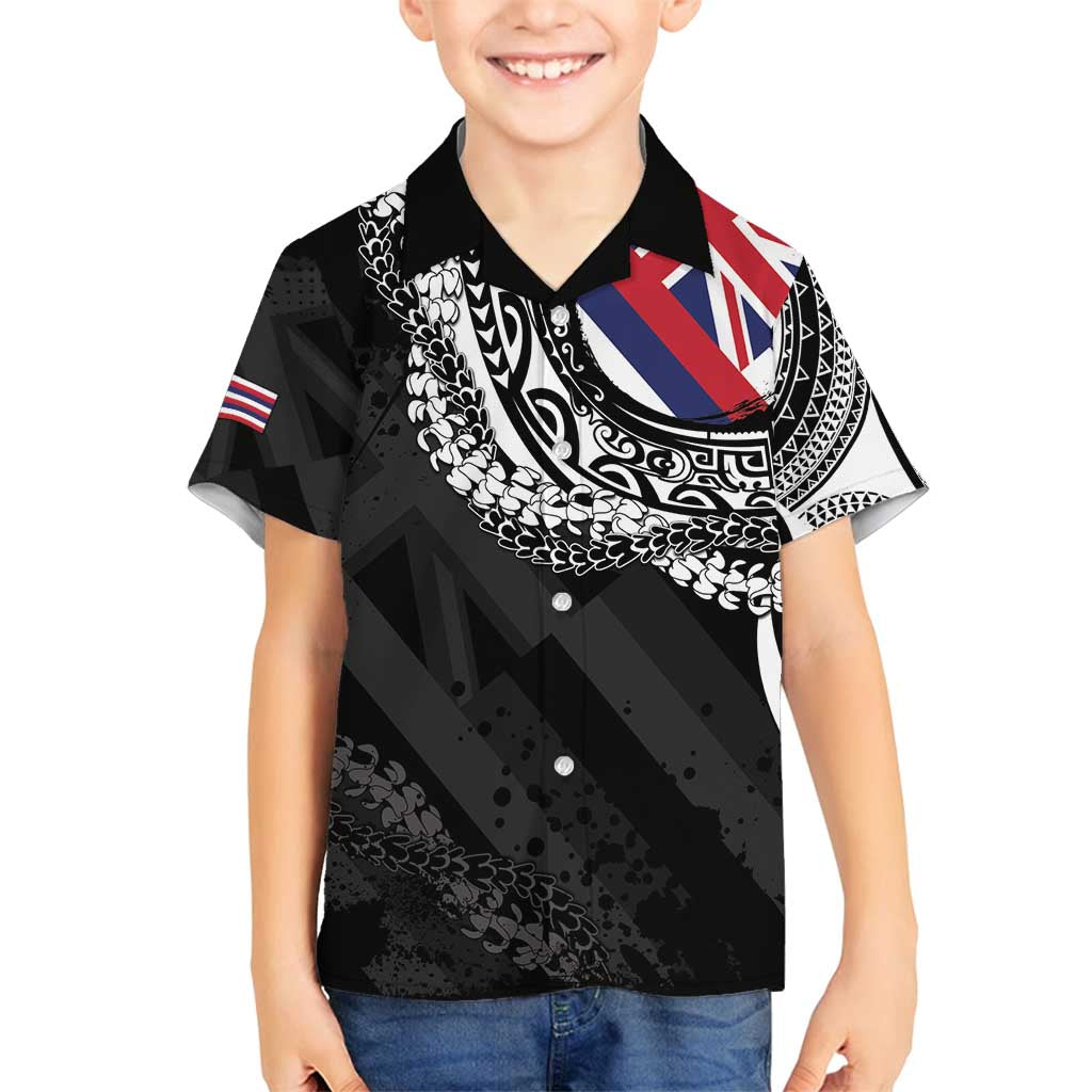 Hawaii Flag Day Family Matching Summer Maxi Dress and Hawaiian Shirt Hawaiian Maile Lei LT05 Son's Shirt Black - Polynesian Pride
