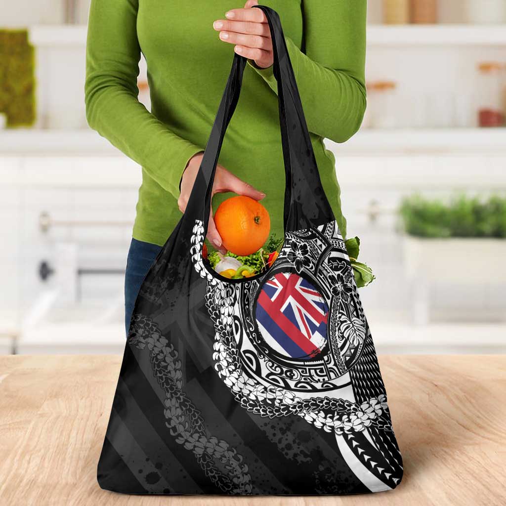 Hawaii Flag Day Grocery Bag Hawaiian Maile Lei