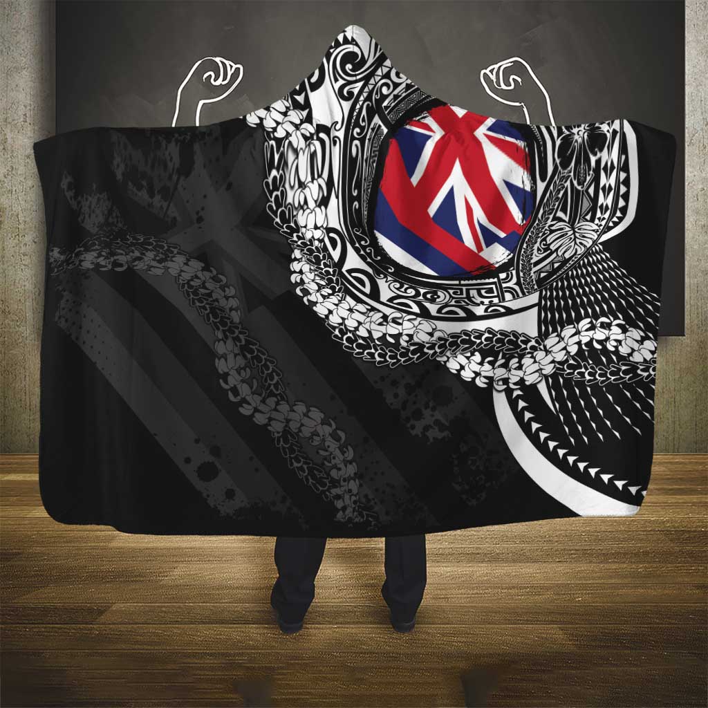 Hawaii Flag Day Hooded Blanket Hawaiian Maile Lei