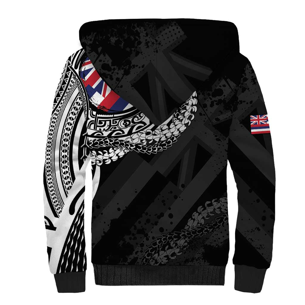 Hawaii Flag Day Sherpa Hoodie Hawaiian Maile Lei
