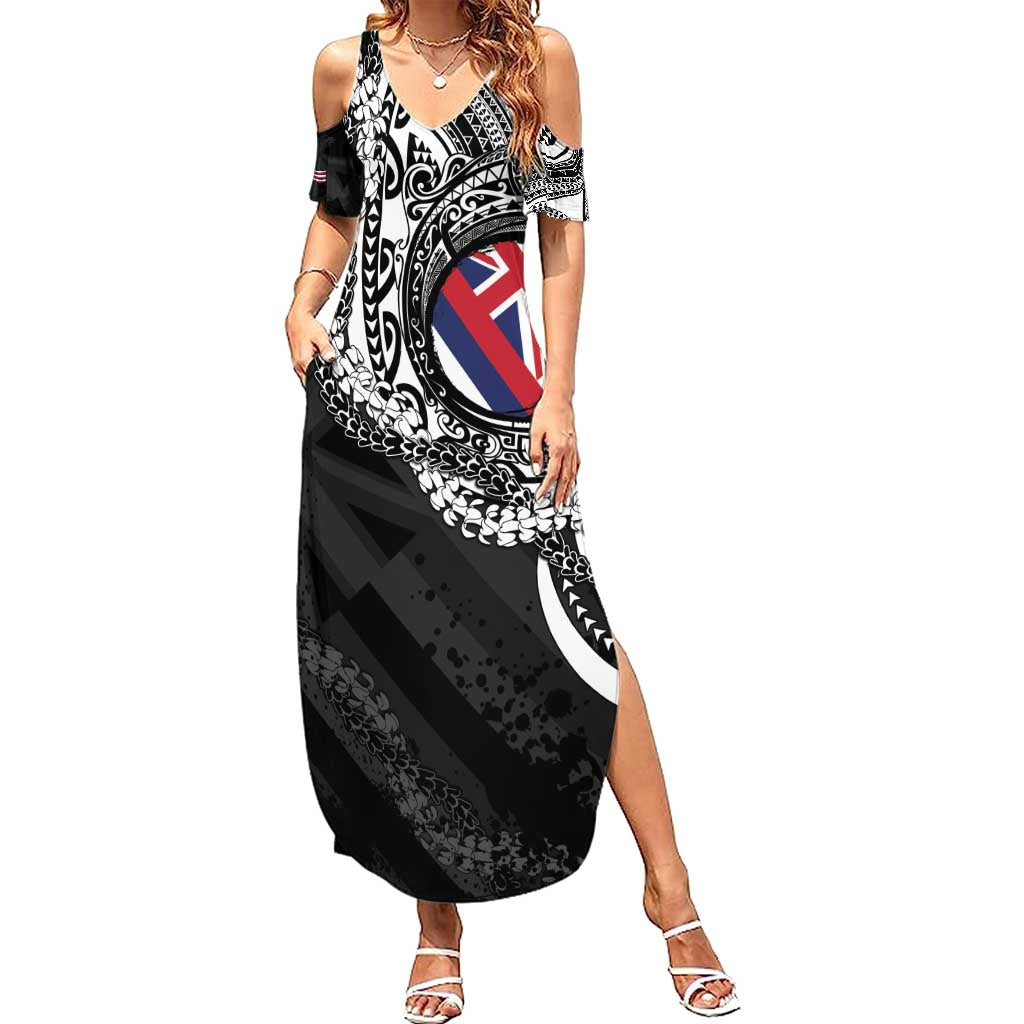 Hawaii Flag Day Summer Maxi Dress Hawaiian Maile Lei