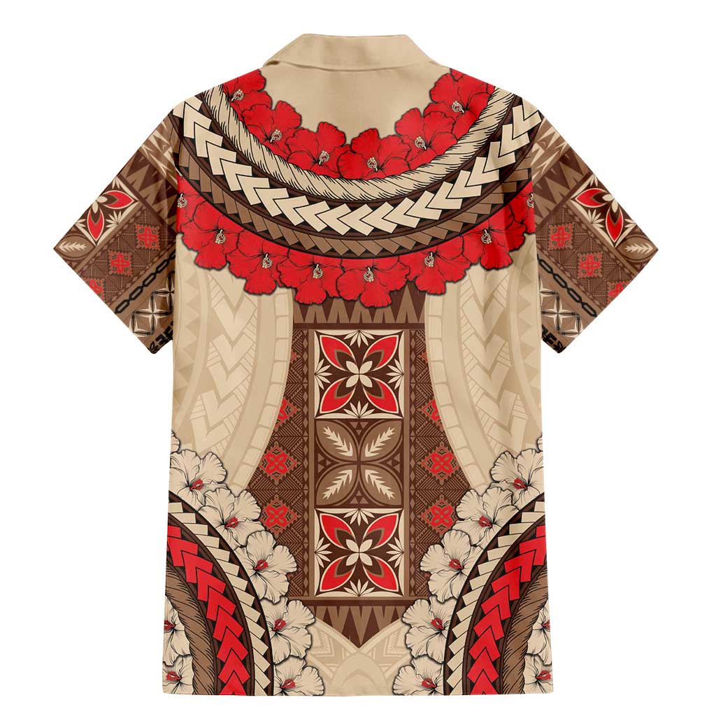 Samoa Language Week Family Matching Mermaid Dress and Hawaiian Shirt Samoan Motif With Red Hibiscus