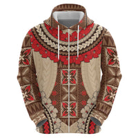 Samoa Language Week Hoodie Samoan Motif With Red Hibiscus