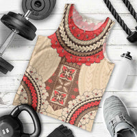 Samoa Language Week Men Tank Top Samoan Motif With Red Hibiscus