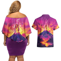 Hawaii Kilauea Volcano Couples Matching Off Shoulder Short Dress and Hawaiian Shirt There Is Pele Goddess Of The Volcano LT05 - Polynesian Pride