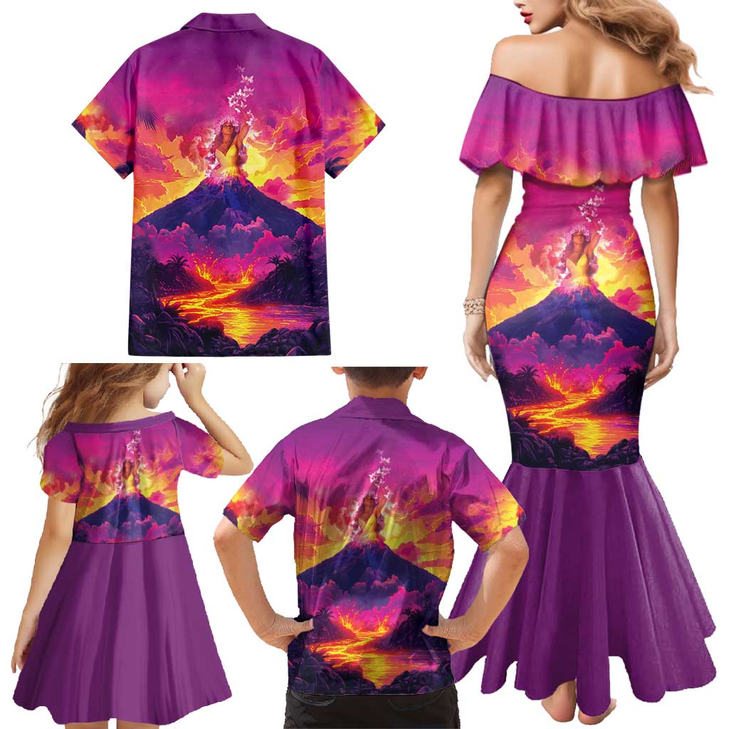Hawaii Kilauea Volcano Family Matching Mermaid Dress and Hawaiian Shirt There Is Pele Goddess Of The Volcano LT05 - Polynesian Pride