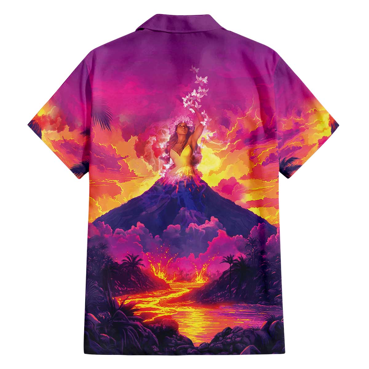 Hawaii Kilauea Volcano Family Matching Off The Shoulder Long Sleeve Dress and Hawaiian Shirt There Is Pele Goddess Of The Volcano - Polynesian Pride