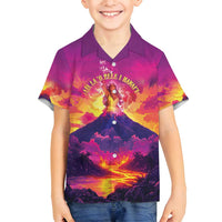 Hawaii Kilauea Volcano Family Matching Puletasi and Hawaiian Shirt There Is Pele Goddess Of The Volcano LT05 Son's Shirt Purple - Polynesian Pride