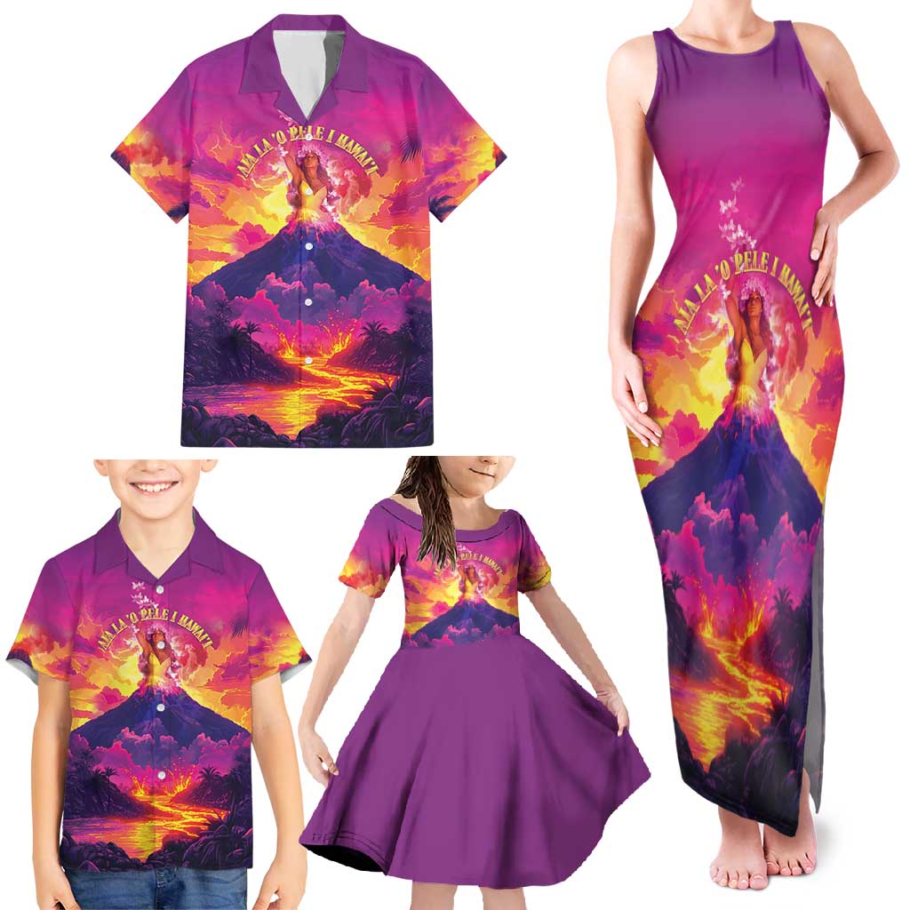 Hawaii Kilauea Volcano Family Matching Tank Maxi Dress and Hawaiian Shirt There Is Pele Goddess Of The Volcano - Polynesian Pride