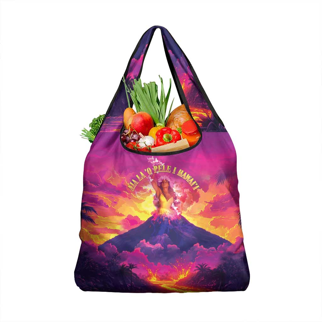 Hawaii Kilauea Volcano Grocery Bag There Is Pele Goddess Of The Volcano - Polynesian Pride