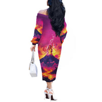Hawaii Kilauea Volcano Off The Shoulder Long Sleeve Dress There Is Pele Goddess Of The Volcano - Polynesian Pride