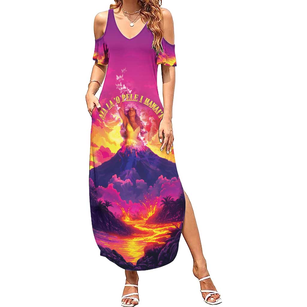 Hawaii Kilauea Volcano Summer Maxi Dress There Is Pele Goddess Of The Volcano - Polynesian Pride
