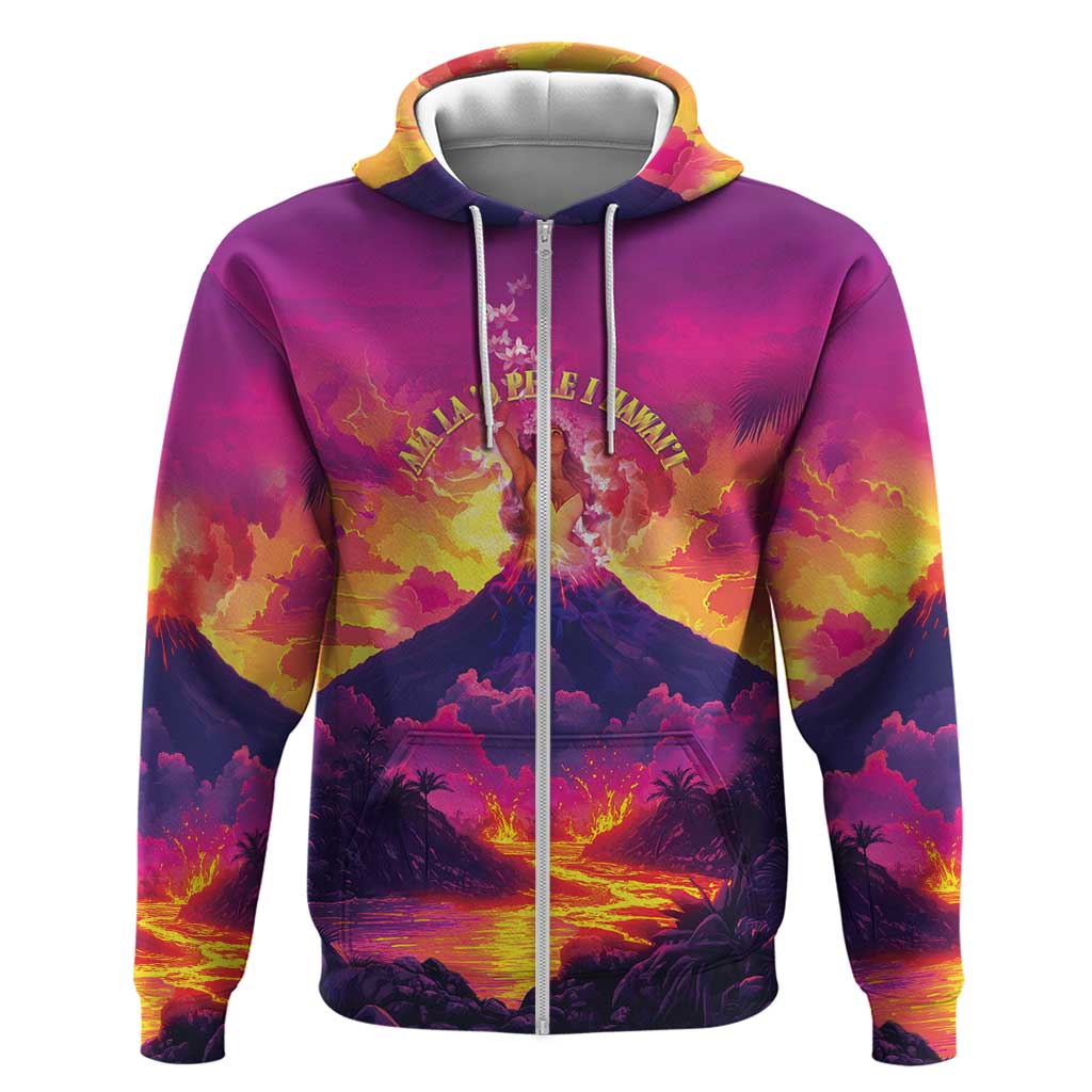 Hawaii Kilauea Volcano Zip Hoodie There Is Pele Goddess Of The Volcano - Polynesian Pride