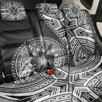 Hibiscus With Black Austronesian Tattoo Pattern Back Car Seat Cover - Polynesian Pride