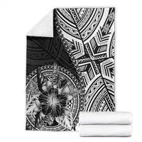Hibiscus With Black Austronesian Tattoo Pattern Blanket - Polynesian Pride