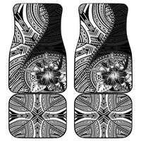 Hibiscus With Black Austronesian Tattoo Pattern Car Mats - Polynesian Pride