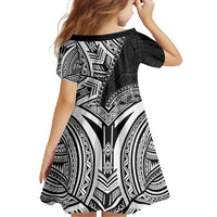 Hibiscus With Black Austronesian Tattoo Pattern Family Matching Long Sleeve Bodycon Dress and Hawaiian Shirt - Polynesian Pride