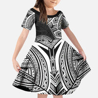 Hibiscus With Black Austronesian Tattoo Pattern Family Matching Off Shoulder Maxi Dress and Hawaiian Shirt - Polynesian Pride