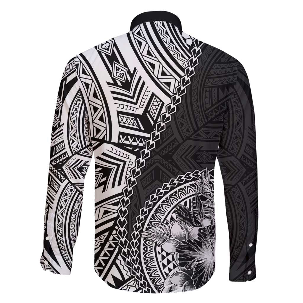 Hibiscus With Black Austronesian Tattoo Pattern Family Matching Off Shoulder Maxi Dress and Hawaiian Shirt - Polynesian Pride