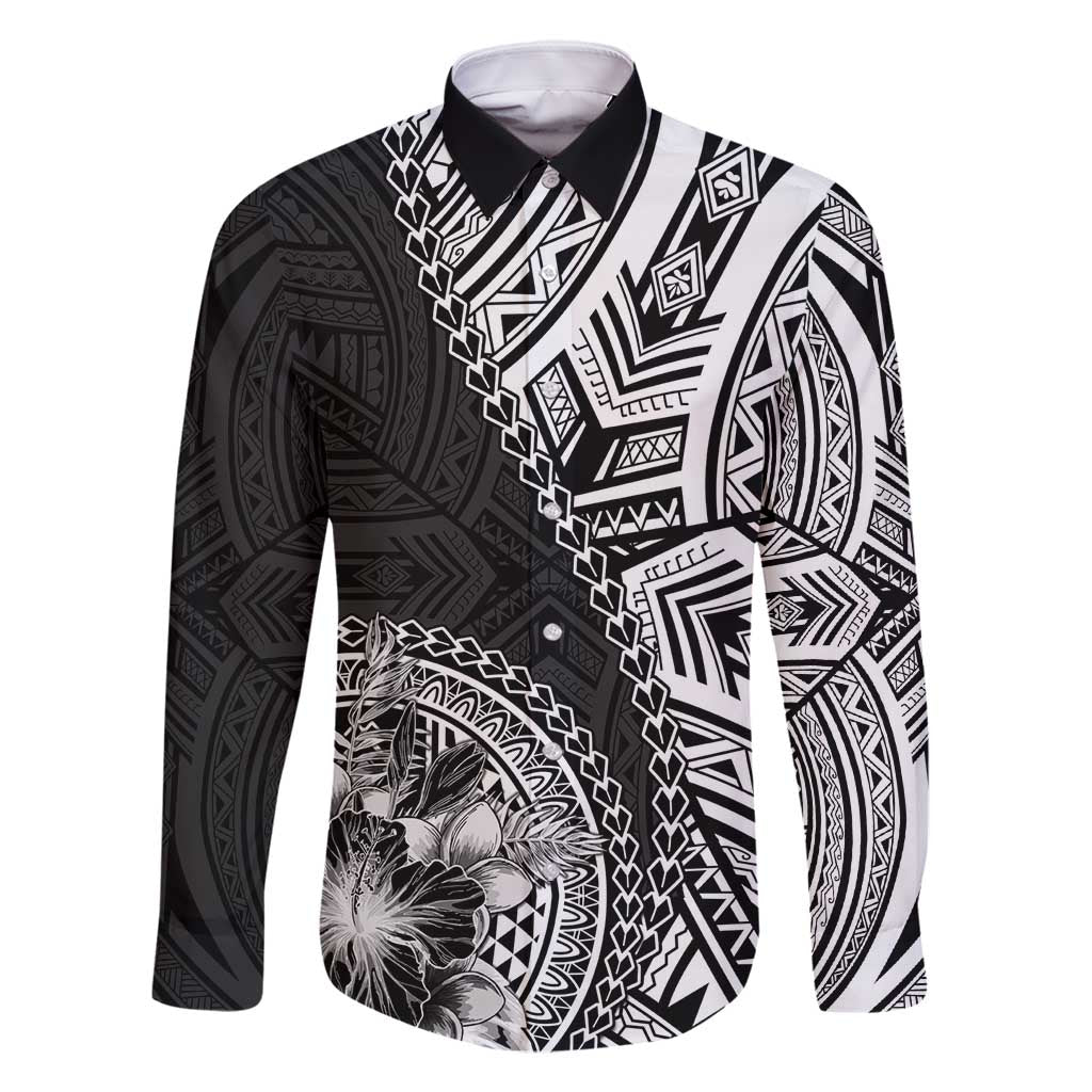 Hibiscus With Black Austronesian Tattoo Pattern Family Matching Summer Maxi Dress and Hawaiian Shirt - Polynesian Pride