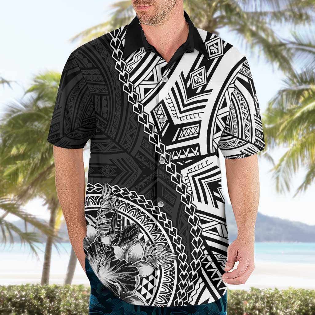 Hibiscus With Black Austronesian Tattoo Pattern Hawaiian Shirt - Polynesian Pride