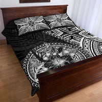 Hibiscus With Black Austronesian Tattoo Pattern Quilt Bed Set - Polynesian Pride