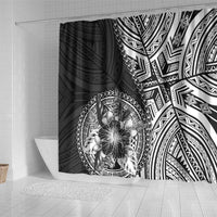 Hibiscus With Black Austronesian Tattoo Pattern Shower Curtain - Polynesian Pride