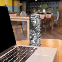 Hibiscus With Black Austronesian Tattoo Pattern Skinny Tumbler - Polynesian Pride