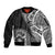 Hibiscus With Black Austronesian Tattoo Pattern Sleeve Zip Bomber Jacket - Polynesian Pride